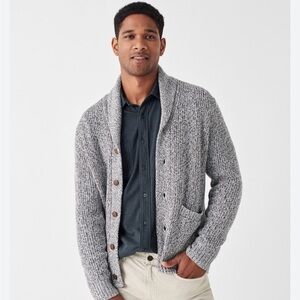 Faherty Marled Cardigan Gray Sweater
